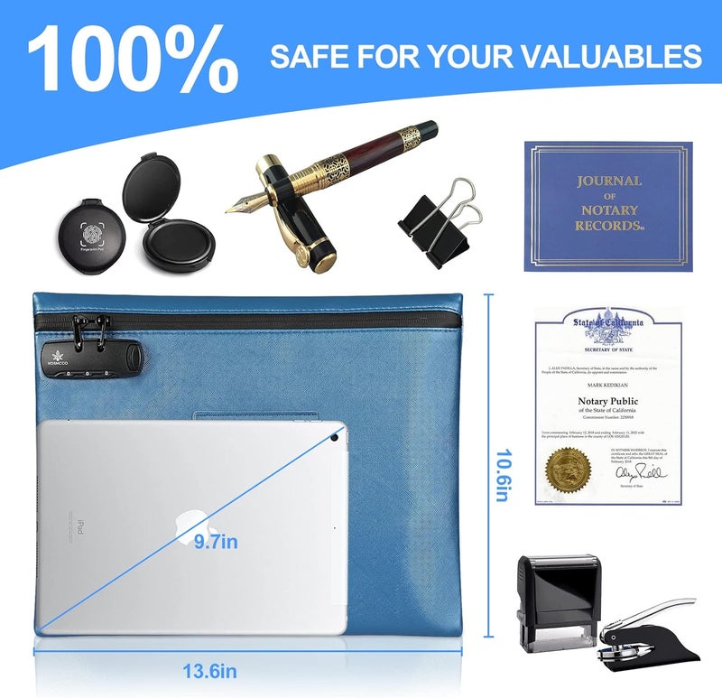 KOSMCCO Heavy Duty Notary Supply Bag with Lock, 13.6 x 10 Inches for All Notary Journal, Stamp, Embosser, Ink Pad and Valuables Storage (Navy Blue, L) - Image 5